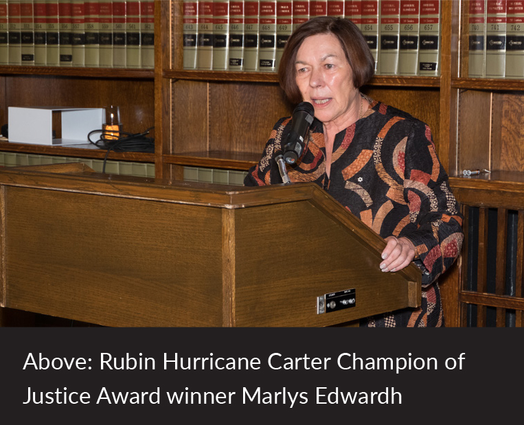 Rubin Hurricane Carter Champion of Justice Award winner Marlys Edwardh
