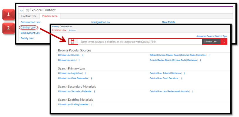 How to Access Practice Area Pages