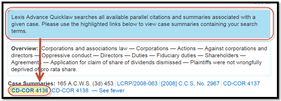 Update Message for Case Summaries Meeting Search Criteria