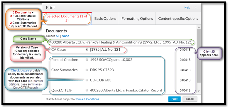 Enhancements to Selected Documents Tab in Delivery Dialogue Box for Print, Download and Email