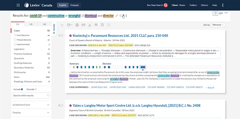 Legal Research on Lexis+ Canada